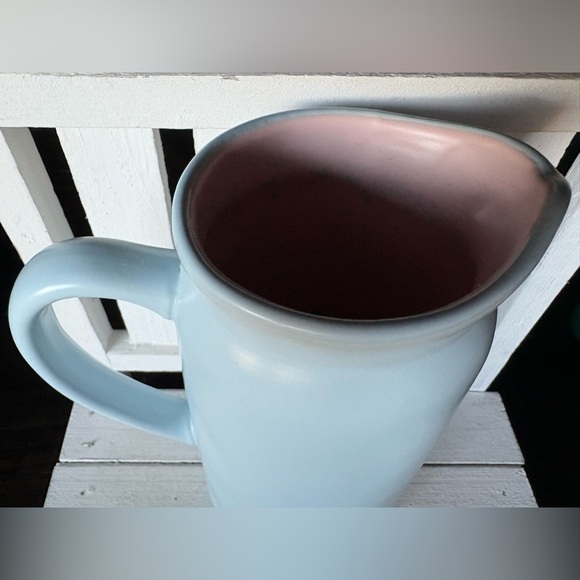 Blue Ceramic Pitcher with Text - Picture 4 of 4